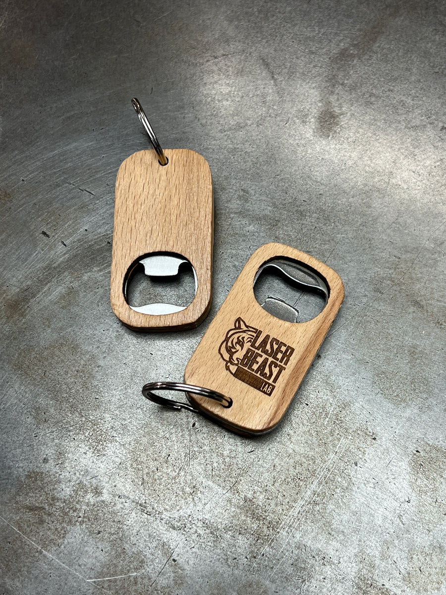 Blank wood keychain bottle opener LaserBeast Lab