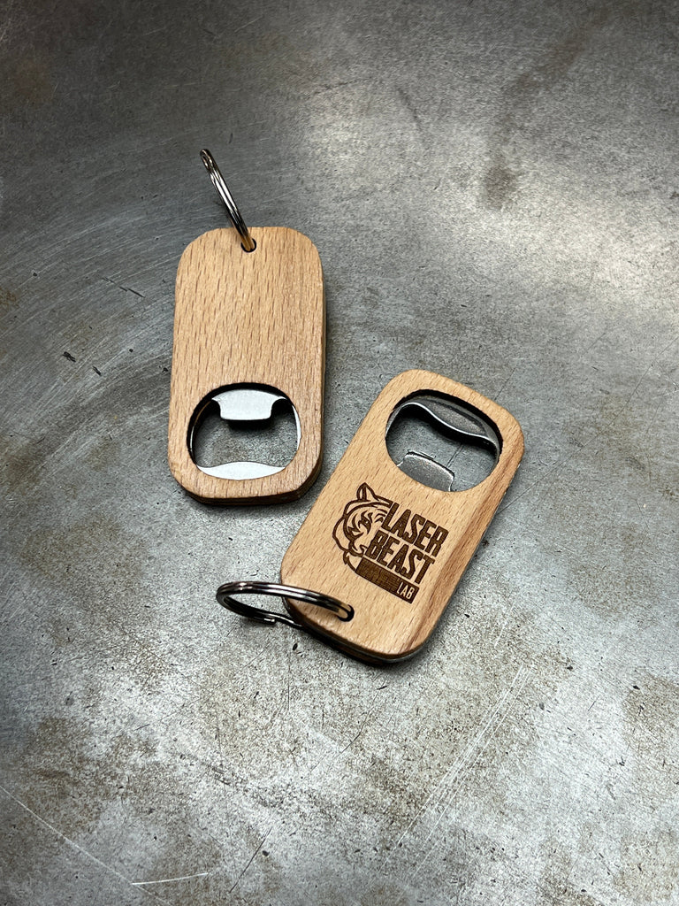 Wood keychain bottle opener