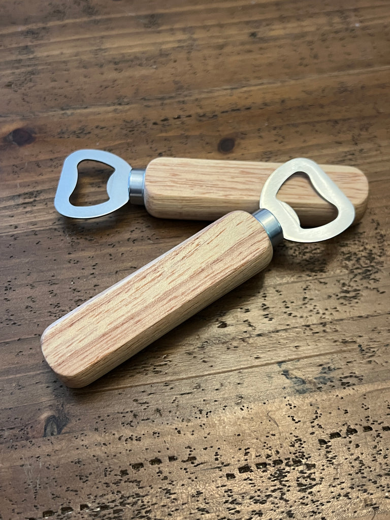Wood handle bottle opener