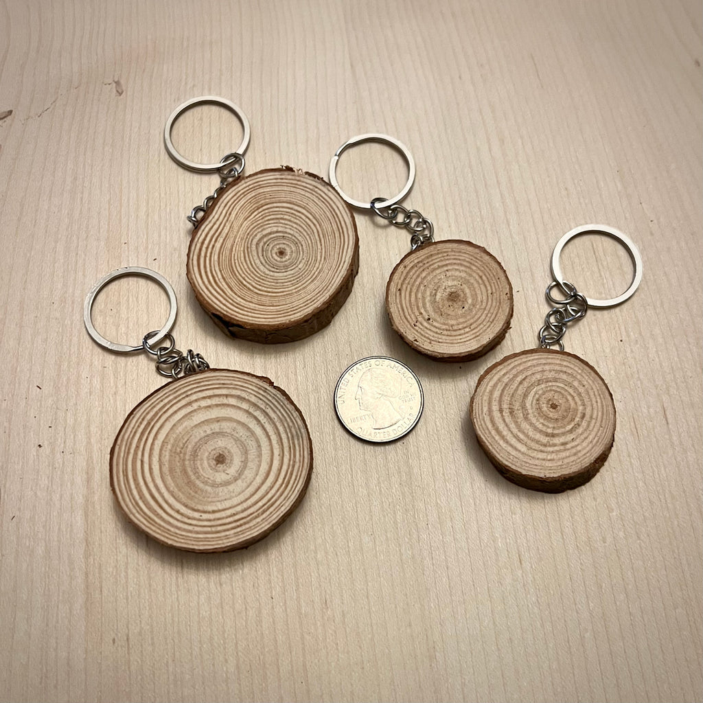 Blank wood slice keychain w/ hardware