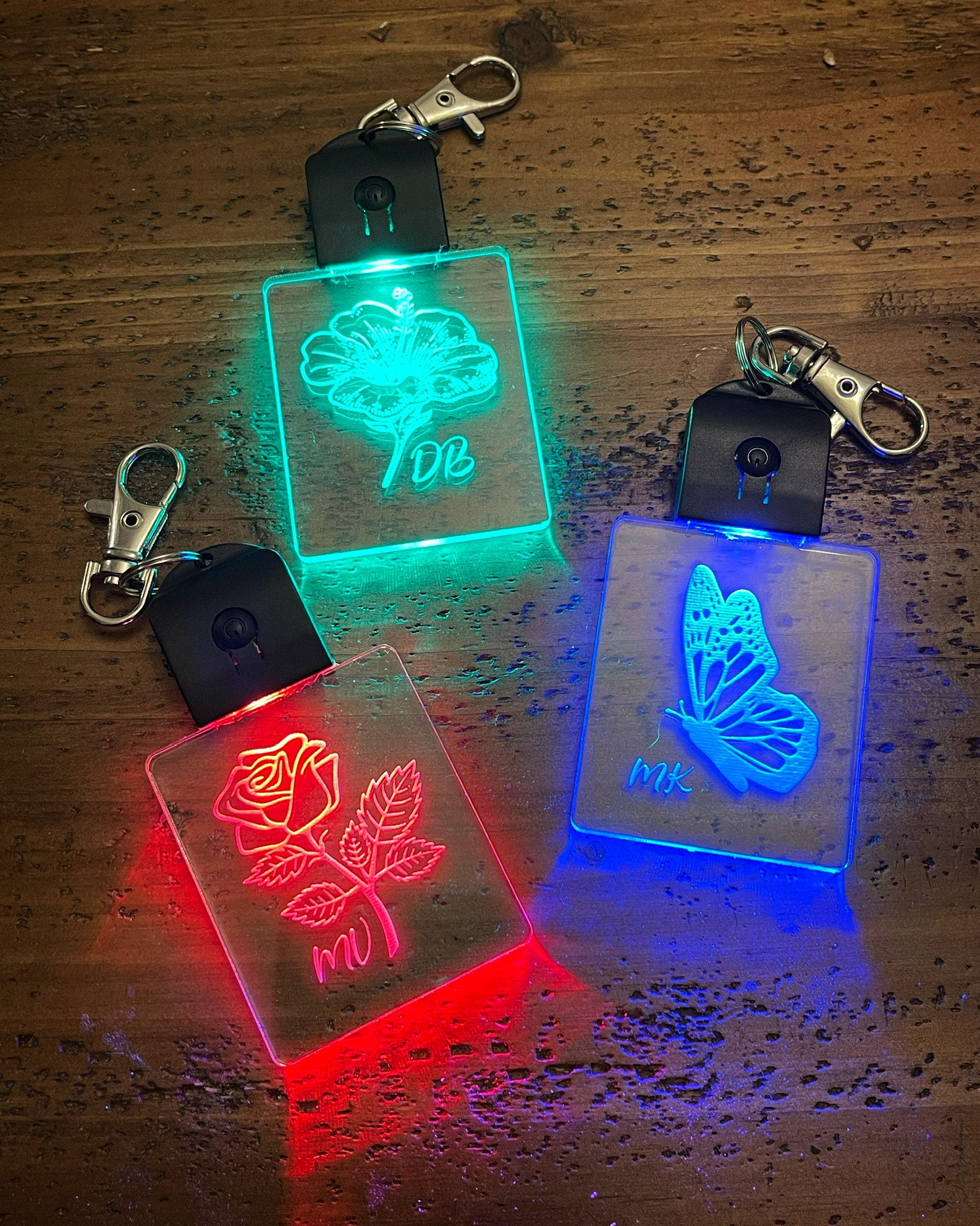 Red Led Keychain 7RGB LED Keychain with Blank 4mm Cast Acrylic – LaserBeast Lab