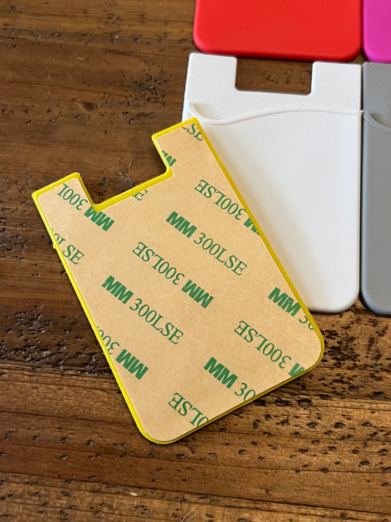 Blank Silicone Card Holder with Sticky Back Grey