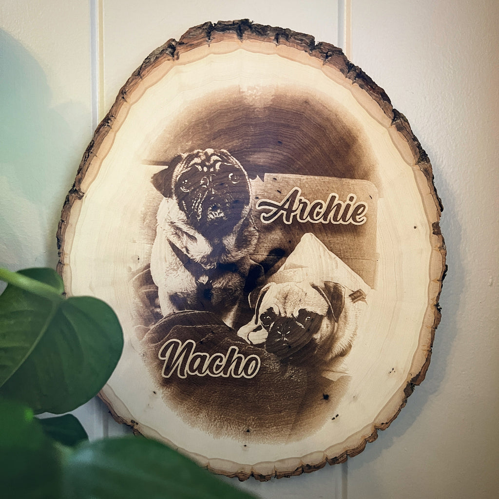 Photo engraved pet portrait